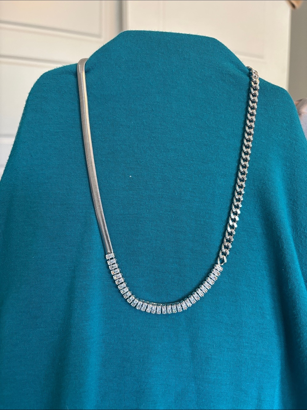 Park Lane Silver-Tone Mixed Chain Necklace with CZs